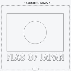 Flag Of Japan Vector Design, Coloring Pages for Kids ,Print Design , LIne Art