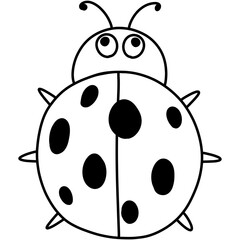 Ladybug cartoon illustration outline 