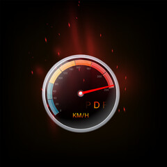 Speed motion background with fast speedometer car. Racing velocity background.