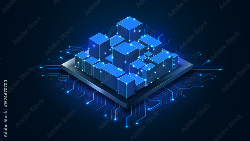 Poster abstract circuit networking blockchain concept background