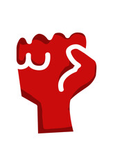  A bold red clenched fist, ready for action. Strong red fist symbol, representing unity or power. Iconic crimson hand, a sign of solidarity