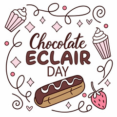 NATIONAL CHOCOLATE ECLAIR DAY vector illustration