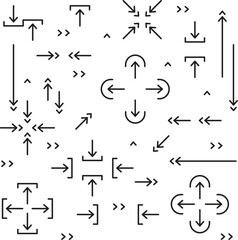 Arrow vector icon set in thin line style.