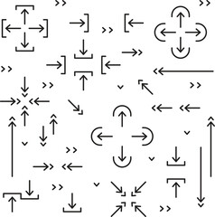 Arrow vector icon set in thin line style.