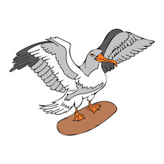 albatross bird cartoon drawing illustration.eps