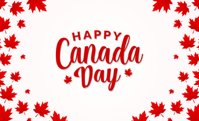 Happy Canada Day background with red maple leaf frame. vector illustration