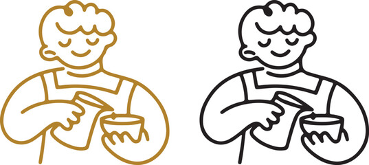 barista, coffee, pouring, drink, cup, cafe, coffee shop, beverage, illustration, vector, outline, line art, monochrome, minimalist, simple, design, branding, logo, graphic, element, icon, business, se