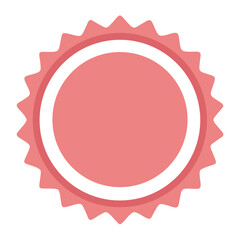 Light rose pink circular badge design isolated on white background
