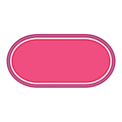 Long horizontal pink oval badge design isolated on white background