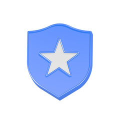 star with shield icon 3d rendering