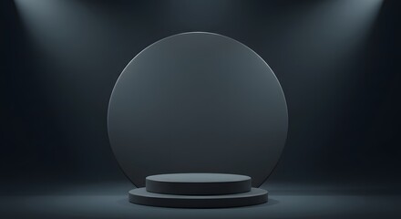 Mockup Background Dark Grey Minimalist Product Display Podium with Backdrop