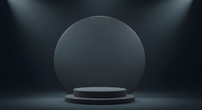 Mockup Background Dark Grey Minimalist Product Display Podium with Backdrop