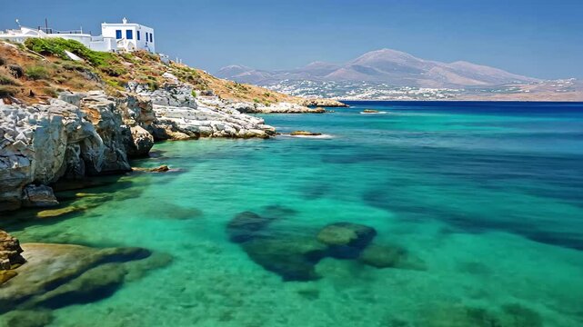 Explore the stunning turquoise waters and rocky coastline of Paros Island in the Mediterranean sea, Cyclades island Paros Greece Mediterranean sea vacation destination