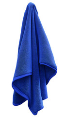 Blue towel hanging with transparent background
