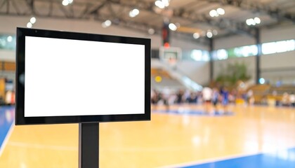 Fototapeta premium Large digital screen display courtside, enhancing basketball game experience with realtime information