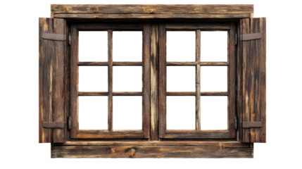  Wooden window frame on transparent background