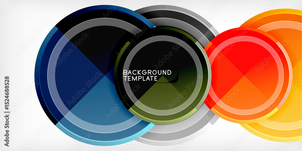 Aufkleber Abstract circles overlap, creating vibrant color gradients. Modern design element for backgrounds, templates, presentations. Bright, dynamic composition.