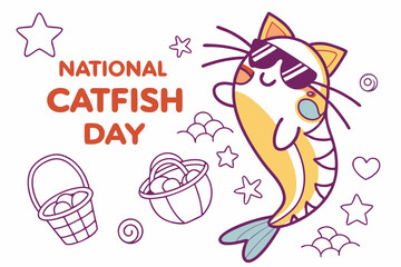 NATIONAL CATFISH DAY DAY vector illustration