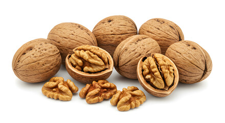 walnuts on a white background
