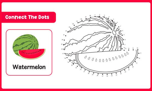 Connect The Dots Watermelon. Dot To Dot Educational Game. Vector Illustration