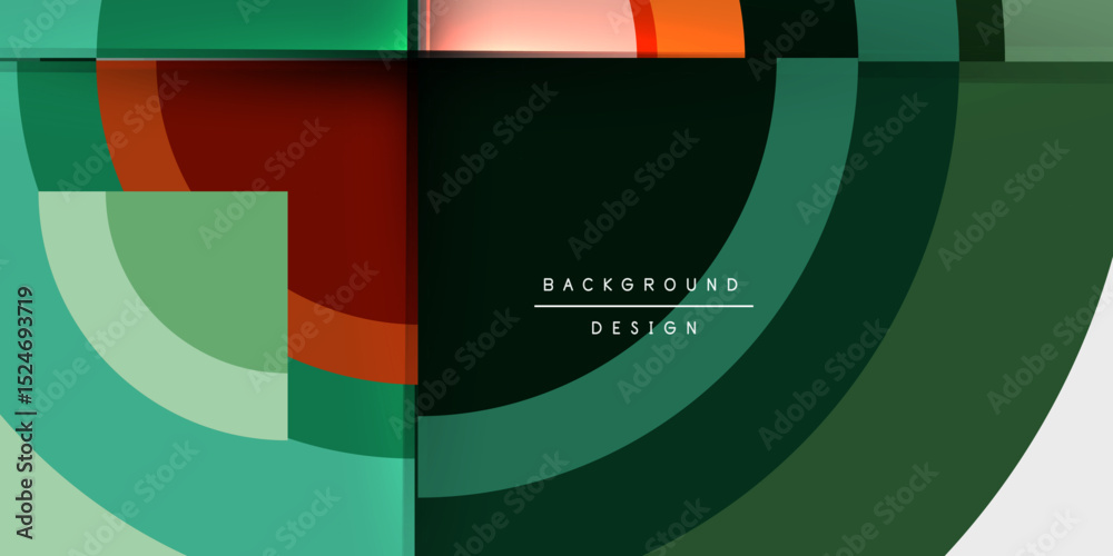 Aufkleber Abstract geometric shapes overlap, creating dynamic visual effect. Colors include teal, brown, orange, white, black. Modern design element.