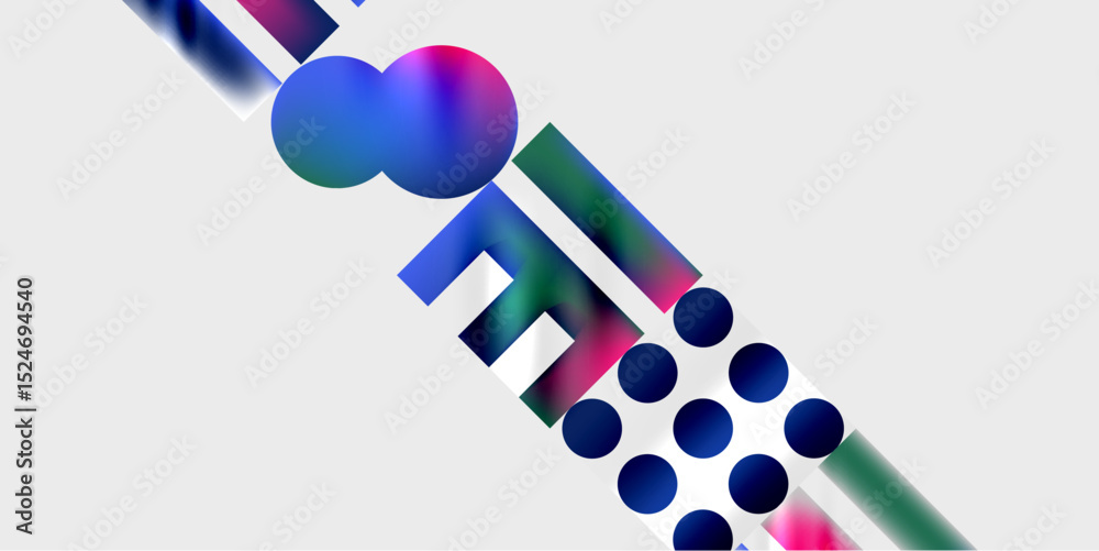 Aufkleber Abstract composition. Colorful shapes, lines, circles create dynamic visual effect. Modern design, gradient hues, diagonal orientation.