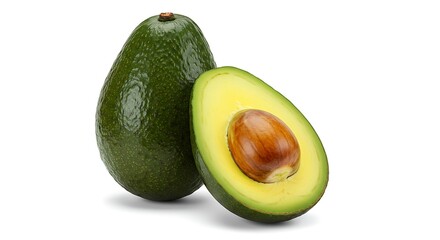 Freshly Cut Avocado with Whole and Halved Views