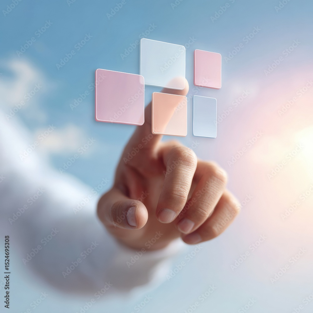 Aufkleber Digital payroll management interface with interactive virtual screen and transparent menu icons for modern automated business finance solutions
