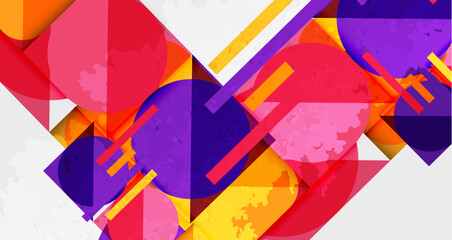 Abstract geometric composition. Overlapping shapes, vibrant colors, dynamic arrangement. Modern design, bold contrasts, visual energy.