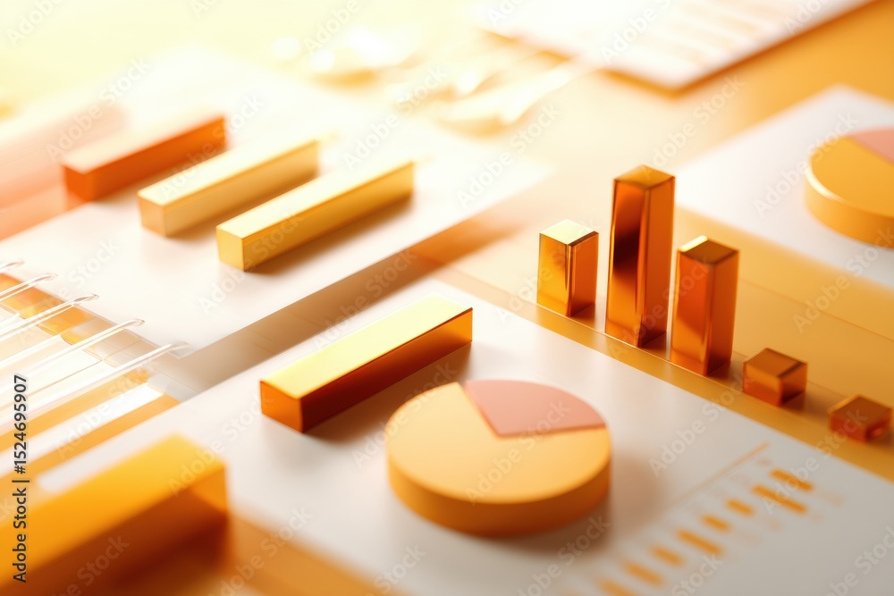 Poster Modern Financial Dashboard with Bar Graphs and Pie Charts for Data-Driven Budget Tracking in Fintech and Business Innovation