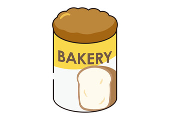 ふたをあけたパンの缶詰のイラスト