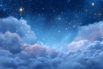 Glowing Stars Forming Border on Gradient Sky
