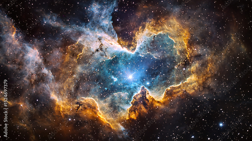 Wall mural mesmerizing nebula in the night sky with a blend of colors and light creating a cosmic spectacle.