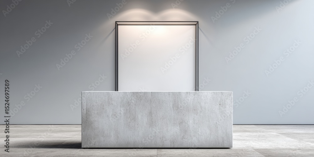 Aufkleber minimalist concrete tasting booth with blank sign for brand customization in modern event marketing 
