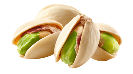 close up of pistachios isolated, transparent background
