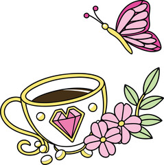 cup of coffee with flowers