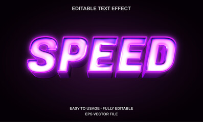 Speed Text, Editable Text Effect Template, 3d Bold Futuristic Purple Neon Light Typeface