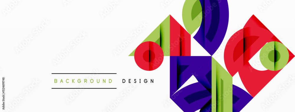 Aufkleber abstract geometric shapes overlap, creating vibrant color blocks. design features red, green, purple