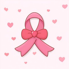 Pink ribbon on white background