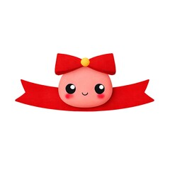 Red ribbon on white background