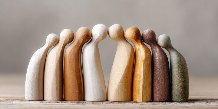 World Press Freedom Day Unity Diverse Wooden Figurines Symbolizing Inclusion and Equality with Earthy Textures for Spring Labor Day and Eco Awareness Campaigns - Powered by Adobe