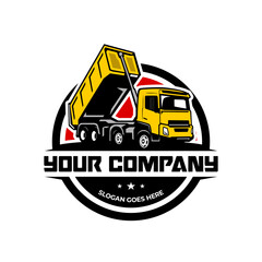 construction dump truck company logo design template