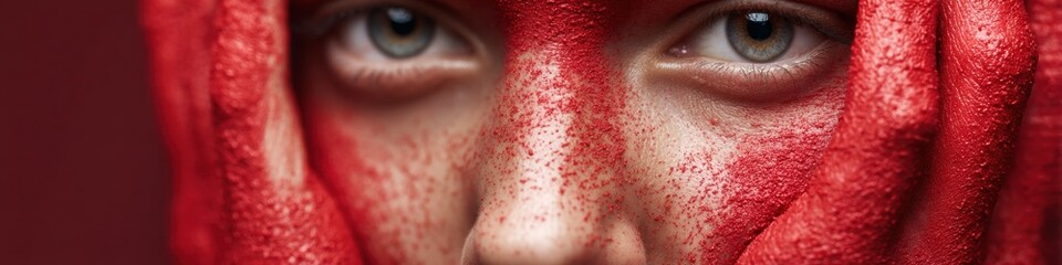 Fototapeta premium World Autoimmune Arthritis Day Awareness Close-Up of Inflamed Facial Skin Texture - Promoting Wellness and Mindfulness This Spring with Earth Day and Mothers Day Campaigns