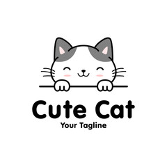 minimalist adorable cute cat logo