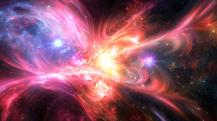 Fototapeta premium Colorful nebula with stars in the background showcasing the beauty of cosmic phenomena.