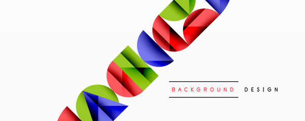 Fototapeta premium Abstract colorful shapes overlap, creating dynamic visual effect. White background emphasizes vibrant design elements. Minimalist style.