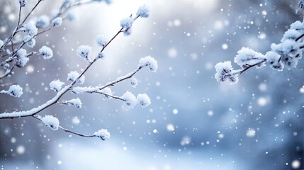 Quiet Winter Scene with Snow on Branches 