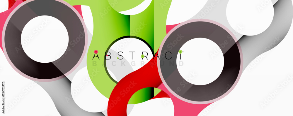 Poster Abstract design features overlapping circles, vibrant colors, dynamic composition. Modern graphic element for backgrounds, presentations.