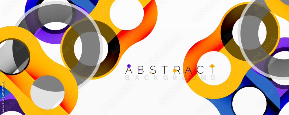 Aufkleber Bright abstract shapes overlap, creating dynamic colorful composition. Modern design with gradients, curves, circles.