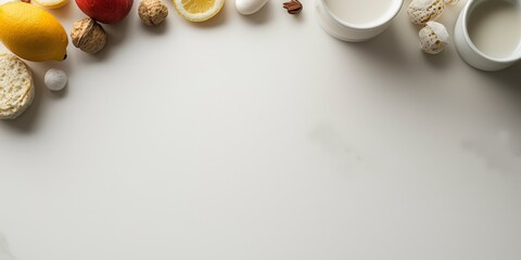 Cultivating a Lifestyle of Positive Habits and a Growth Mindset, Fresh ingredients and decorative items arranged on a plain surface, creating a vibrant and inviting scene.